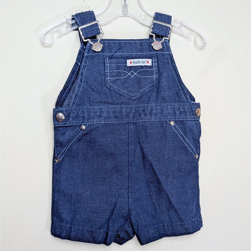 Vintage Healthtex Denim Overalls Shortalls 70s Jumper Infant Size 24‎ Months